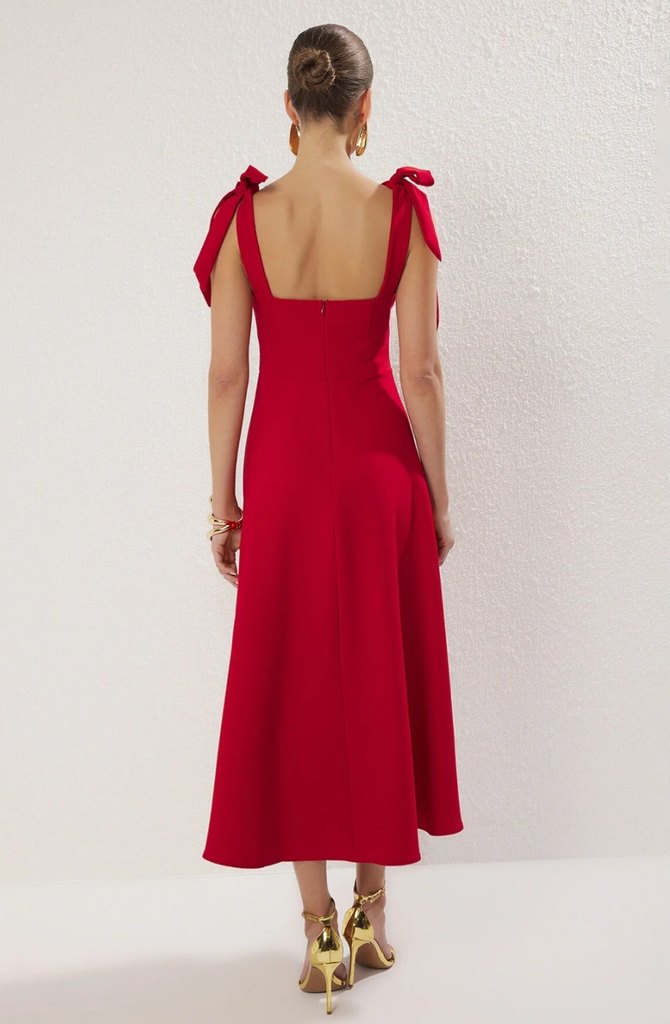 Trendyolmilla Kırmızı A-Kesim Abiye elbise - Görsel 4