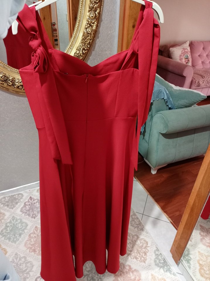 Trendyolmilla Kırmızı A-Kesim Abiye elbise - Görsel 3