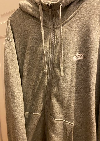 Gri Erkek Fermuarlı Kapüşonlu Sweatshirt - Görsel 2