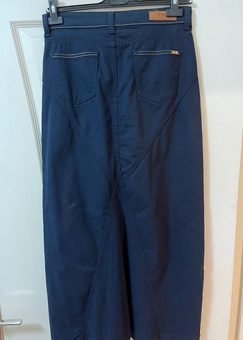 U.S Polo Assn. Kemerli Lacivert Uzun Denim Etek