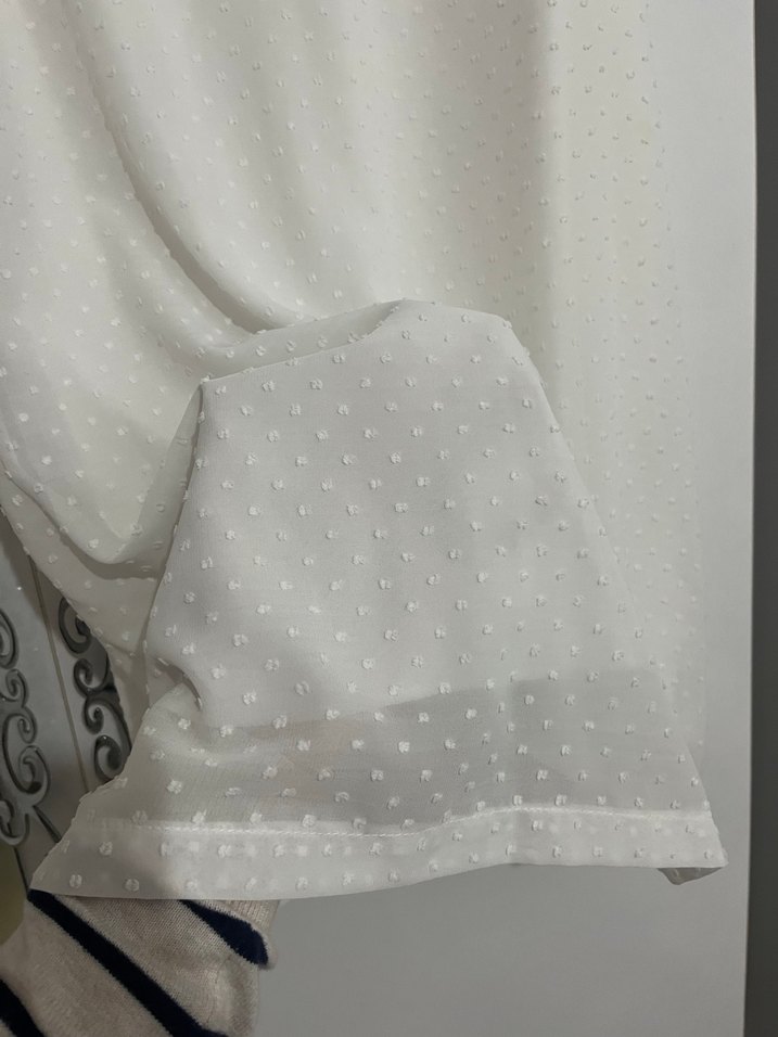 Beyaz puantiye detaylı zarif tül elbise - Görsel 4