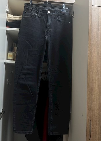 Antrasit gri füme mavi mom jean Kot Pantolon - Görsel 2