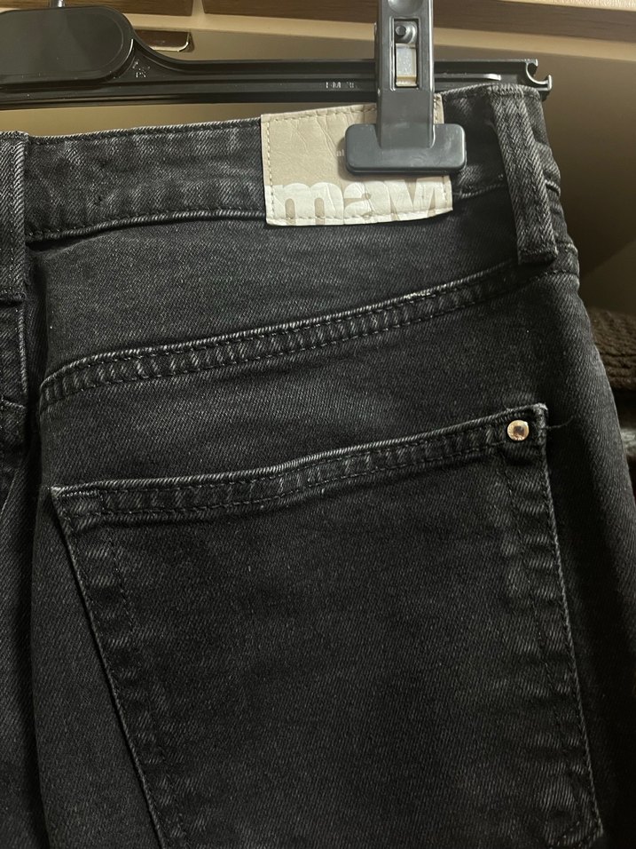 Antrasit gri füme mavi mom jean Kot Pantolon - Görsel 4