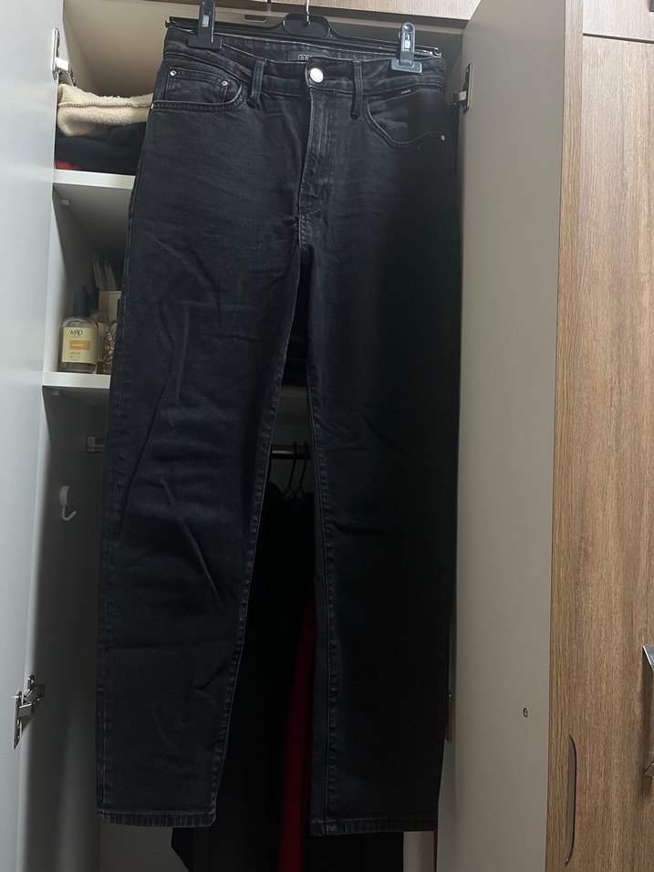 Antrasit gri füme mavi mom jean Kot Pantolon - Görsel 2