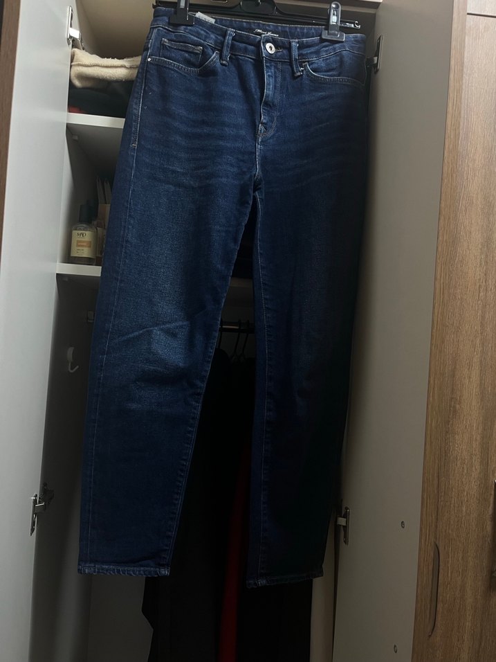 Mavi jean Lacivert mom jean Kot Pantolon - Görsel 3