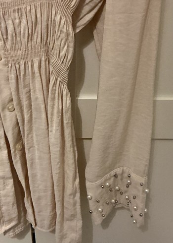 İnci detaylı mini gömlek elbise - Görsel 5