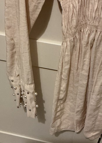 İnci detaylı mini gömlek elbise - Görsel 3