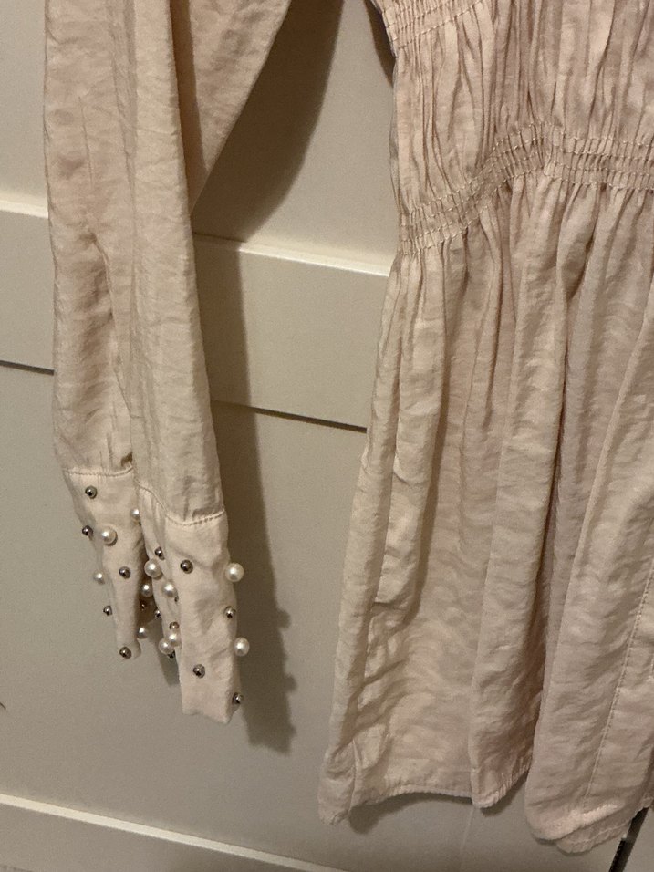 İnci detaylı mini gömlek elbise - Görsel 3