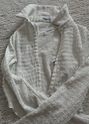 Bohem Kısa Kesim Beyaz Triko  Hırka - Görsel 4