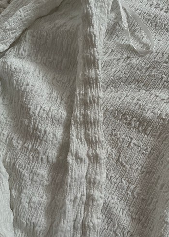 Bohem Kısa Kesim Beyaz Triko  Hırka - Görsel 5