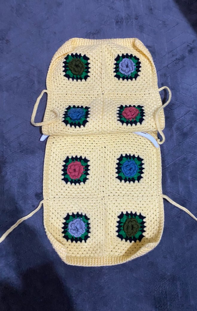 Kız Çocuk Sarı Nakışlı Örgü Yelek - Görsel 2