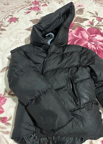 Siyah Kadın Puff Mont, Yüksek Yakalı, Midi Boy - Görsel 2