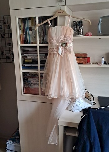 Dantel Detaylı Pembe Askılı Kız Çocuk Elbise