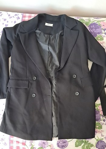 Düğmeli Siyah Kadın Blazer Ceket