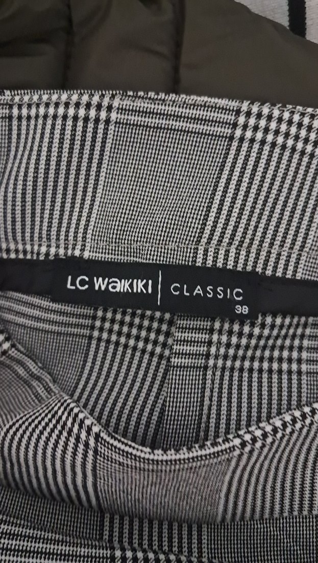 Düğmeli Gri Ekose Midi Etek - Görsel 2