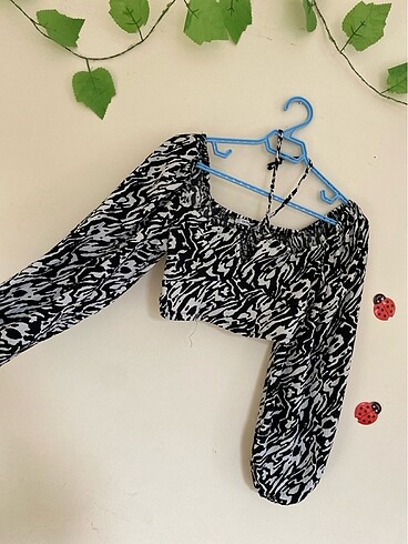 m Beden Crop zebra desenli