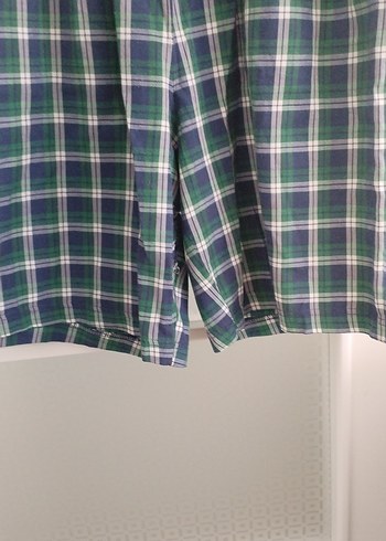 Erkek Yeşil Ekose Midi Pijama Altı Şort - Görsel 3