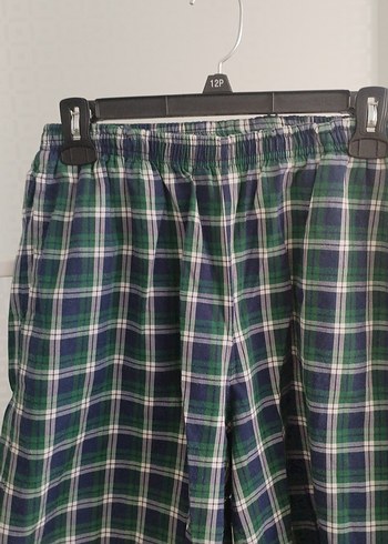 Erkek Yeşil Ekose Midi Pijama Altı Şort - Görsel 2