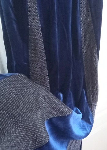 Lacivert Kadife Uzun Kadın Elbise - Görsel 4