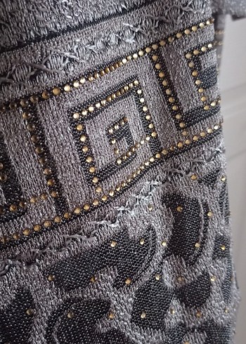 Uzun Gri Desenli Kadın Abaya - Görsel 10