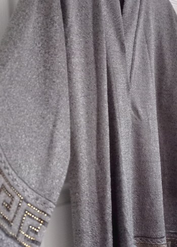 Uzun Gri Desenli Kadın Abaya - Görsel 7