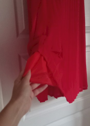 Kırmızı Pliseli Midi Boy Kadın Etek - Görsel 3