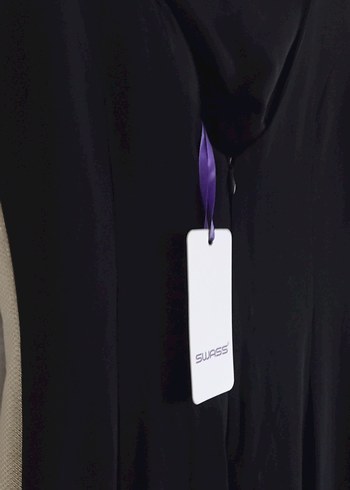 Siyah Drapeli Uzun Kadın Elbise - Görsel 9