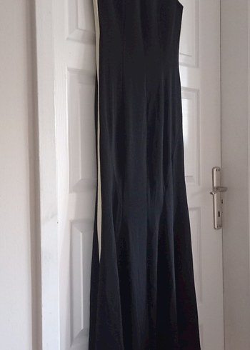 Siyah Drapeli Uzun Kadın Elbise - Görsel 2