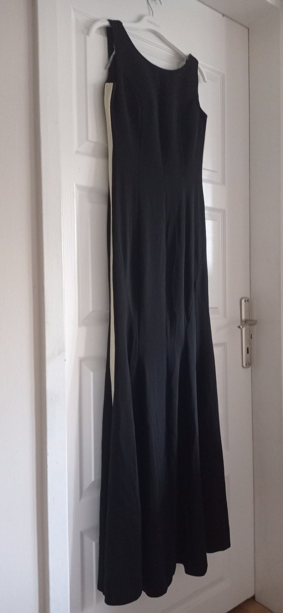 Siyah Drapeli Uzun Kadın Elbise - Görsel 2