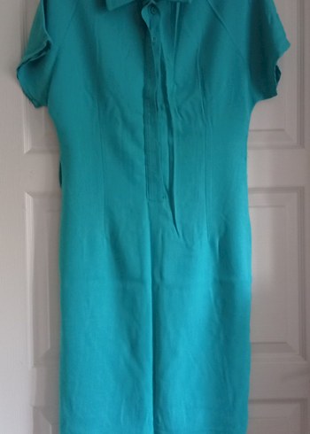 Turkuaz V Yakalı Elbise - Görsel 3