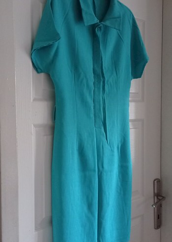 Turkuaz V Yakalı Elbise - Görsel 6