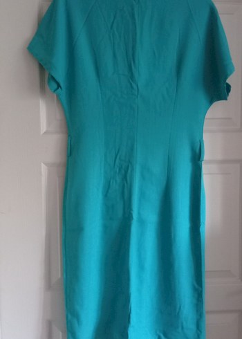 Turkuaz V Yakalı Elbise - Görsel 9