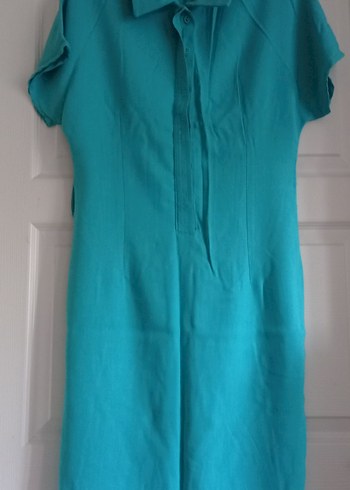 Turkuaz V Yakalı Elbise - Görsel 4