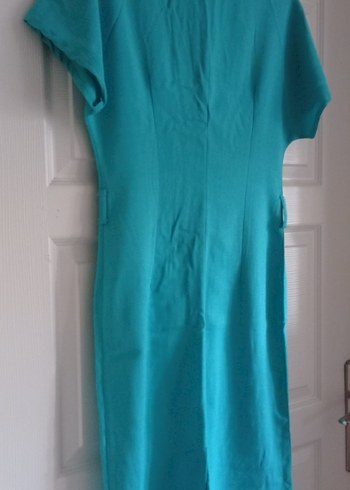 Turkuaz V Yakalı Elbise - Görsel 8