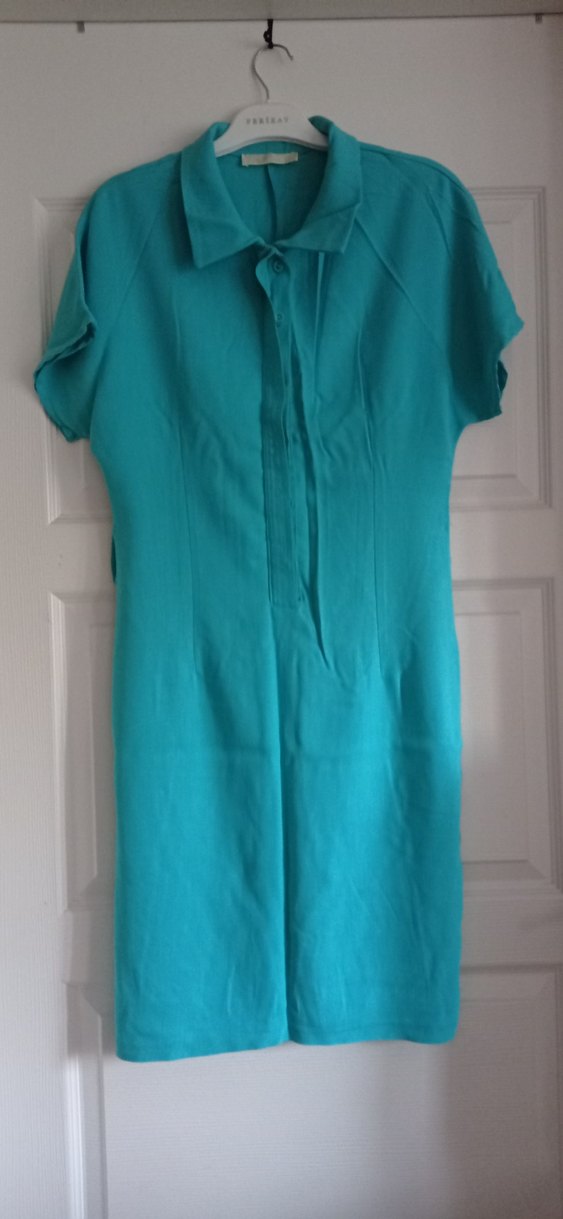 Turkuaz V Yakalı Elbise - Görsel 2