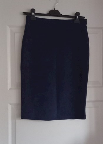 Lacivert Süet Kadın Kalem Etek - Görsel 2