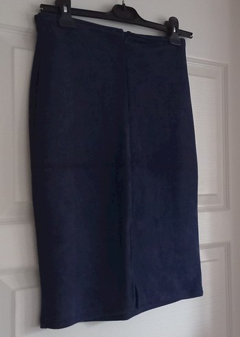 Lacivert Süet Kadın Kalem Etek - Görsel 3