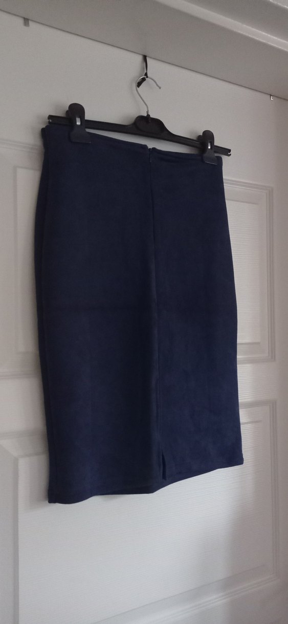 Lacivert Süet Kadın Kalem Etek - Görsel 3