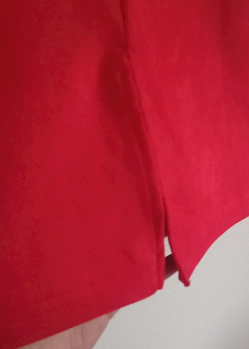 Kırmızı Süet Midi Kalem Etek - Görsel 5