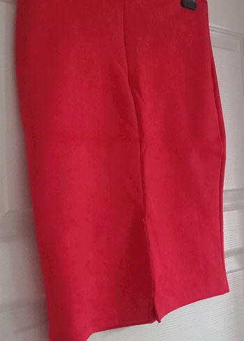 Kırmızı Süet Midi Kalem Etek - Görsel 4