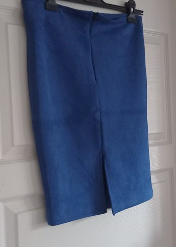 Mavi Süet Midi Kalem Etek - Görsel 3