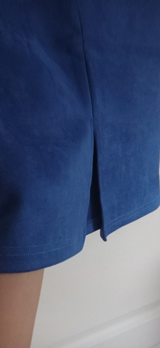 Mavi Süet Midi Kalem Etek - Görsel 4