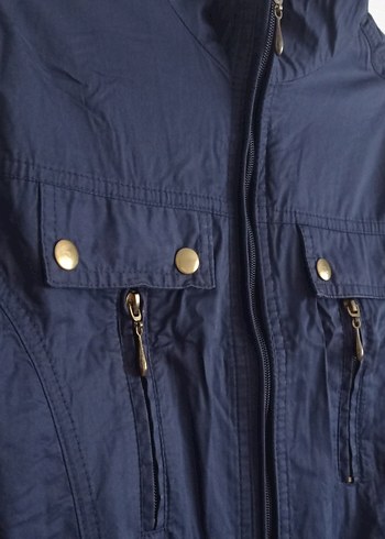 Koyu Lacivert Fermuarlı Trençkot - Görsel 7
