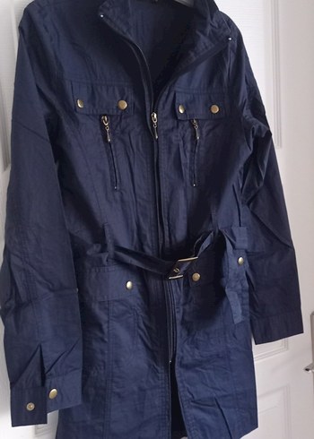 Koyu Lacivert Fermuarlı Trençkot - Görsel 12