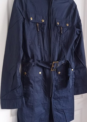 Koyu Lacivert Fermuarlı Trençkot - Görsel 6