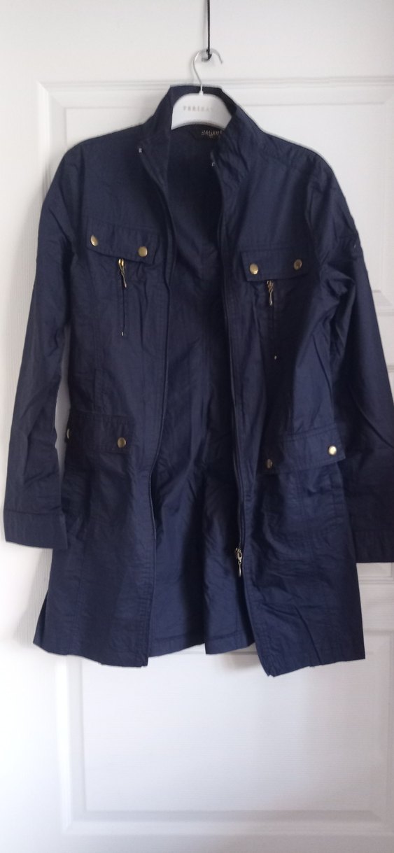 Koyu Lacivert Fermuarlı Trençkot - Görsel 3