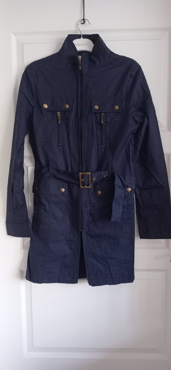 Koyu Lacivert Fermuarlı Trençkot - Görsel 4