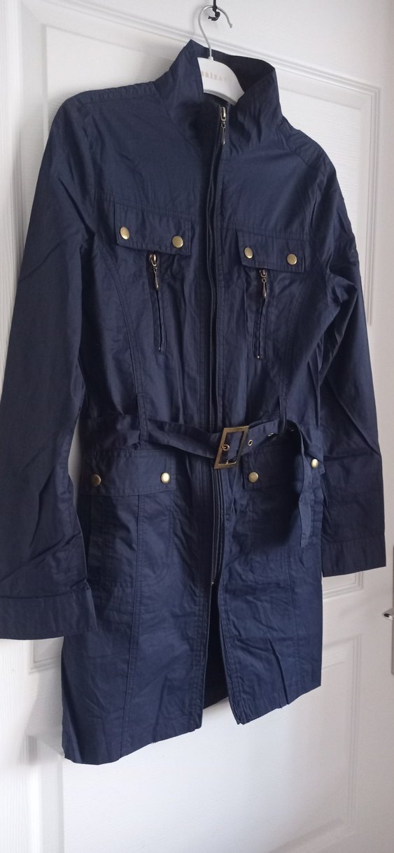 Koyu Lacivert Fermuarlı Trençkot - Görsel 5