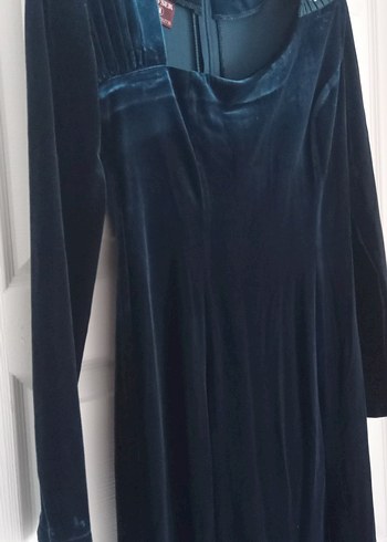 Koyu Zümrüt Uzun Kollu Abiye Elbise - Görsel 7