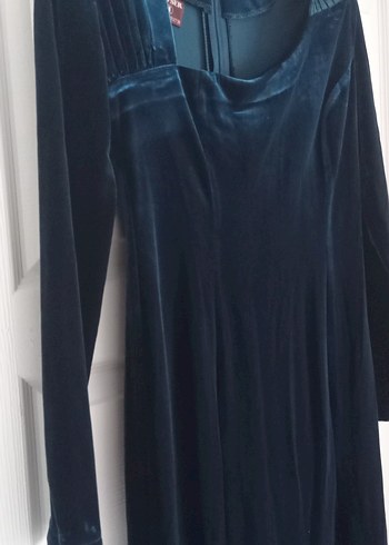 Koyu Zümrüt Uzun Kollu Abiye Elbise - Görsel 6